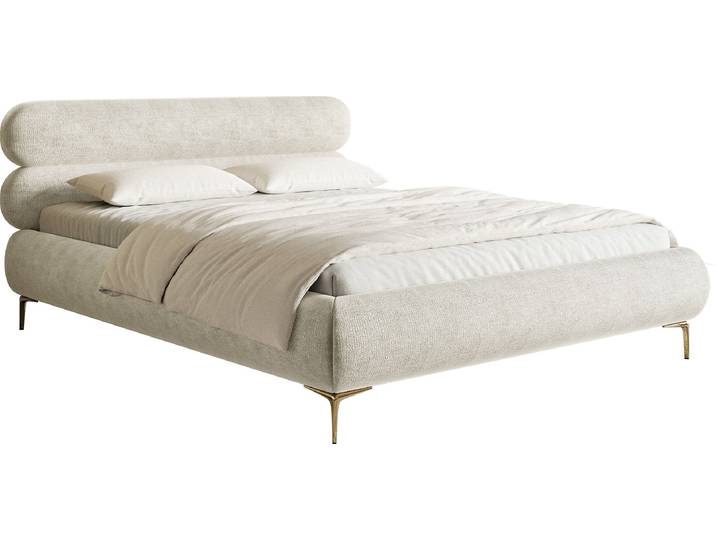 Selsey Roule - Lit rembourré gris-beige avec pieds dorés\, 160 cm