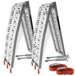Auffahrrampen klappbar HECHT 005005 | 2er Set | max. 680 kg  | Mit Standfüßen | mit 2 Spanngurten | HECHT