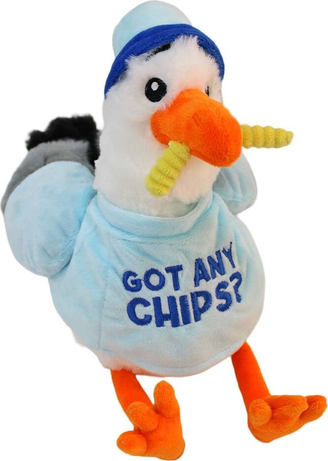 Knuffelmeeuw met muts, 26 cm