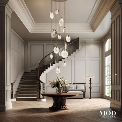 Marble   Modern Staircase Chandelier   8 Lights / Warm White (3000k)   MOD LIGHTING