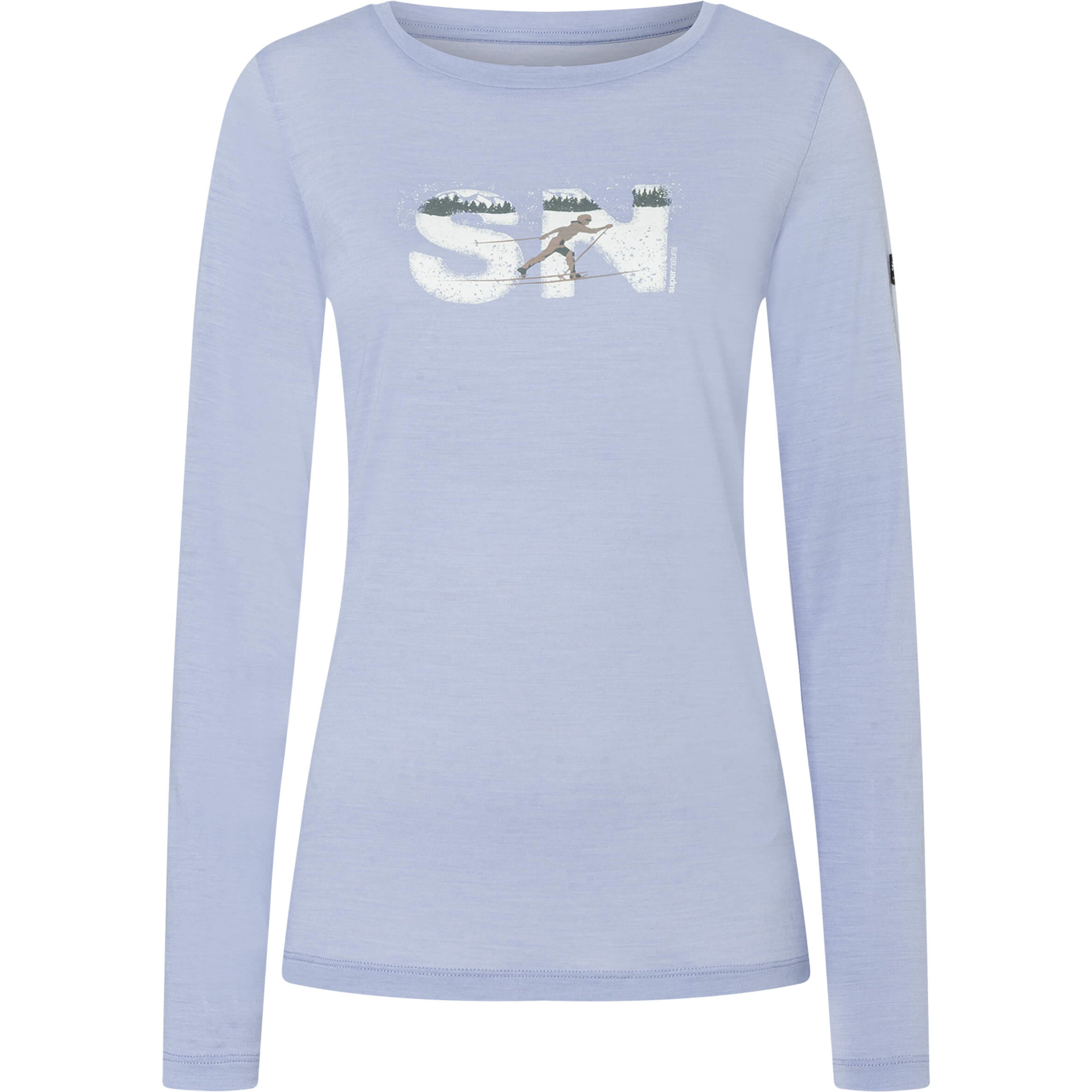 Super.Natural Cross Country Logo Damen Longsleeves Merino blau Größe S Trekking Hautfreundlich Merinowolle
