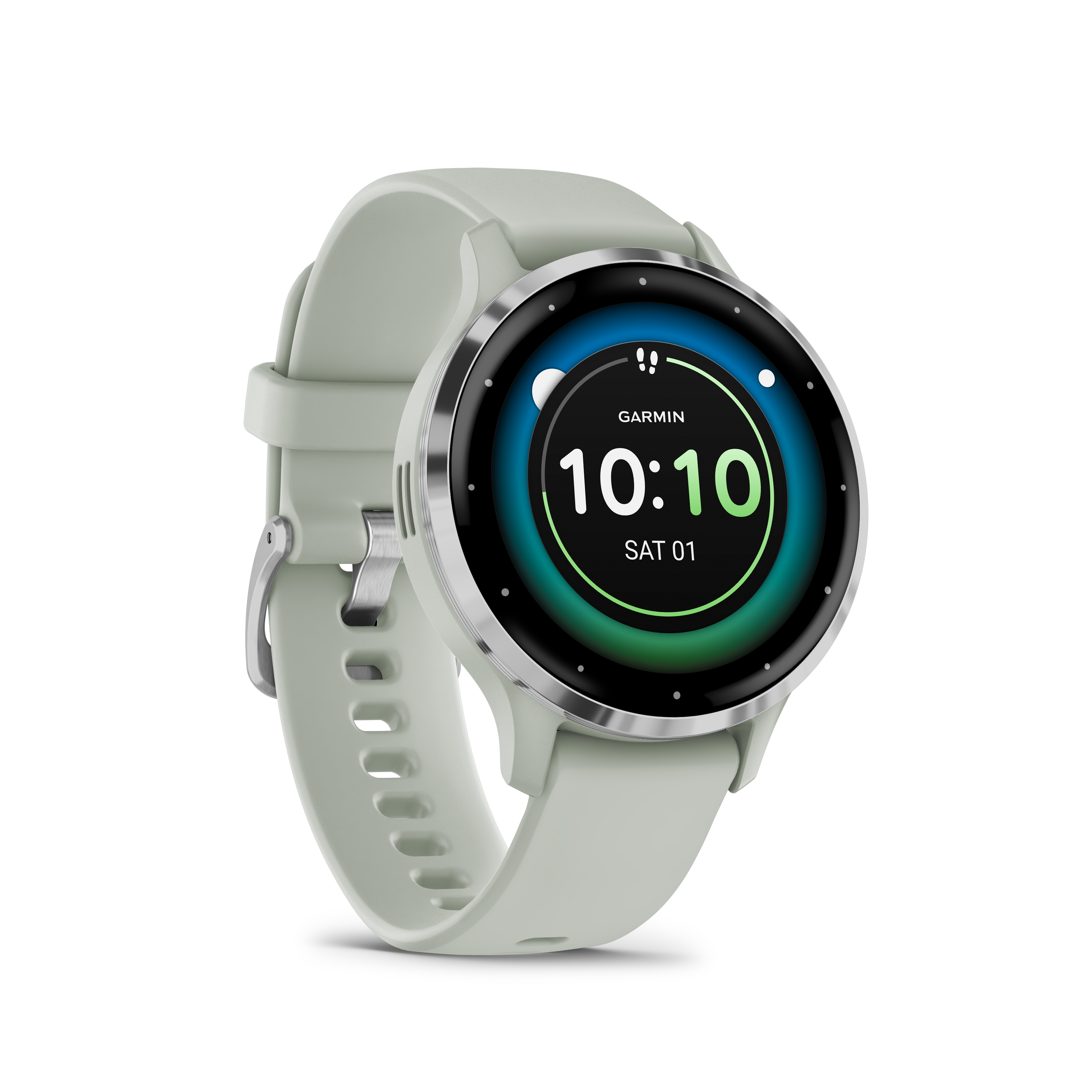 Garmin Venu 3S Salbeigrau/Silber mit Schnellwechsel-Silikon-Armband