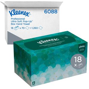 Kleenex Papierhandtücher 6088 Ultra Soft Pop-Up, 1-lagig, Interfold-Falz, weiß, Tissue, 22,6 x 25,4 cm, 1260 Stück