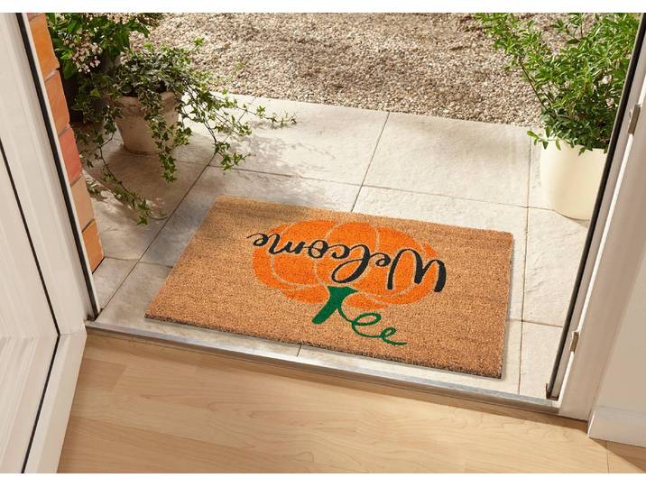 Paillasson fibre de coco Welcome Pumpkin 75 x 45cm Beige