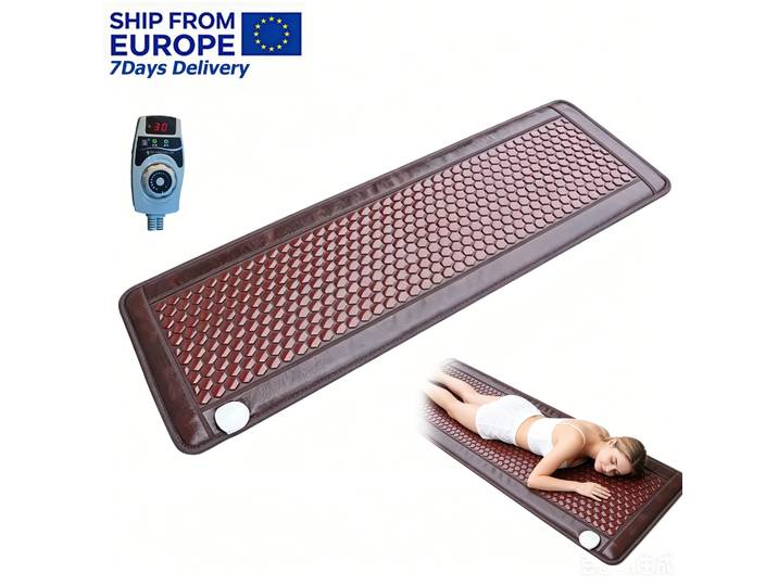 Matelas de massage chauffant électrique en jade, pierre de tourmaline naturelle et de germanium, tapis chauffant infrarouge lointain pour soulager les douleurs dorsales