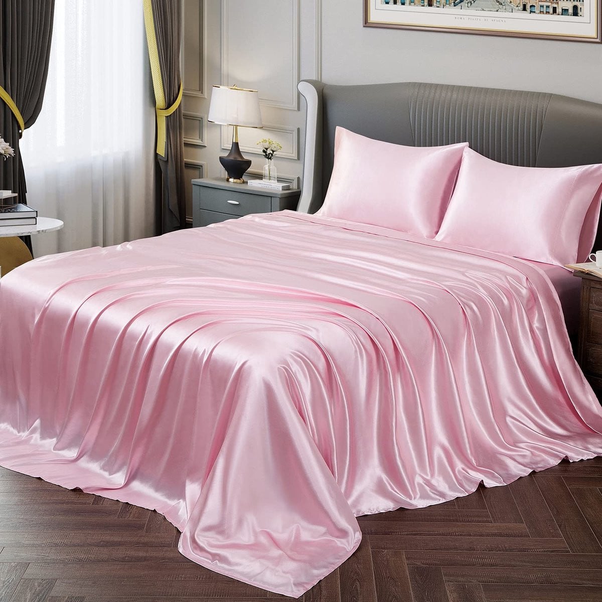 Omgoods Satin Bedlinnen Set Twin XL - Zachte Roze Satijnen Dekbedovertrekken