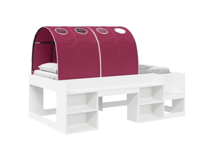Keeushr Bett mit und Regal 3 STK. Weiß und Rot Holzwerkstoff bett,Stauraum Regale,Lattenrost,modernes Design,einfache Montage,Schlafzimmer