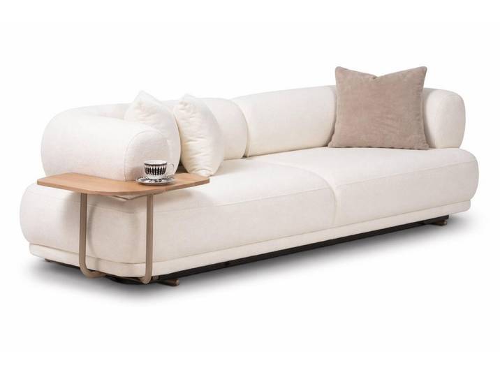 JVmoebel 3-Sitzer 3Sitzer Sofa Kissen Beige Ergonomische Form Eingebauter Holztisch Neu, 1 Teile, Made in Europa