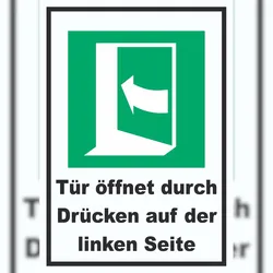 HB-Druck Tür öffnet durch Drücken auf der linken Seite A6 (105x148mm) Schild