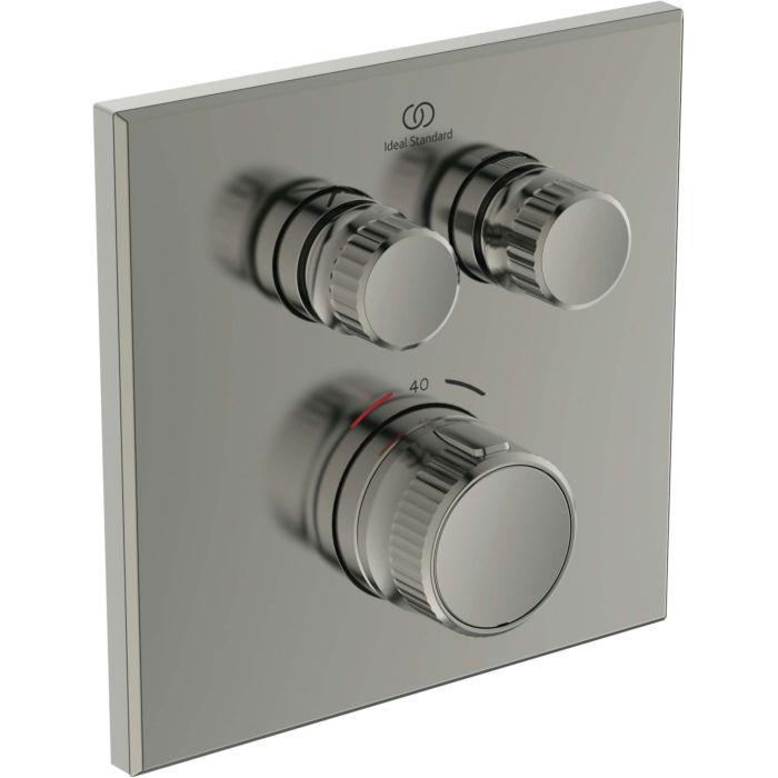 Ideal Standard CeraTherm Navigo Brausethermostat Unterputz A7302GN eckig, 2 Entnahmen, Fertigmontageset, silver storm