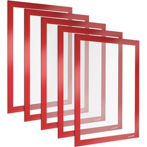 Poppstar Inforahmen 1011386, A4, Rückseite magnetisch, rot, 5 Stück