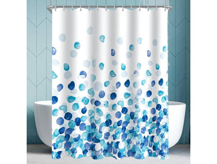 Duschvorhang Blaue Blütenblätter 260 x 200 cm, Mehrfarbig, 260x200 cm, Heimtextilien, Badtextilien, Duschvorhänge