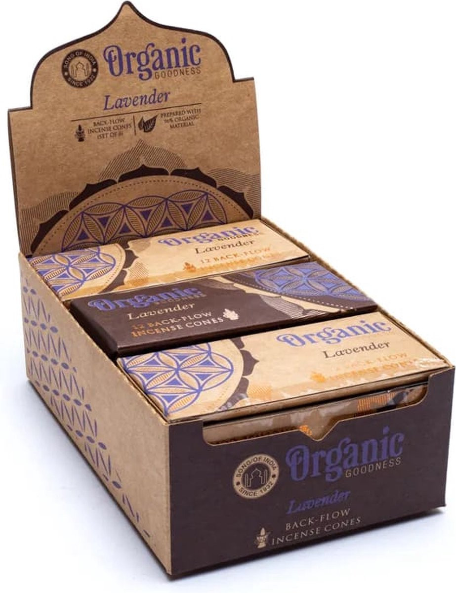Song of India Organic Goodness Wierookkegels Lavendel Backflow 6 stuks