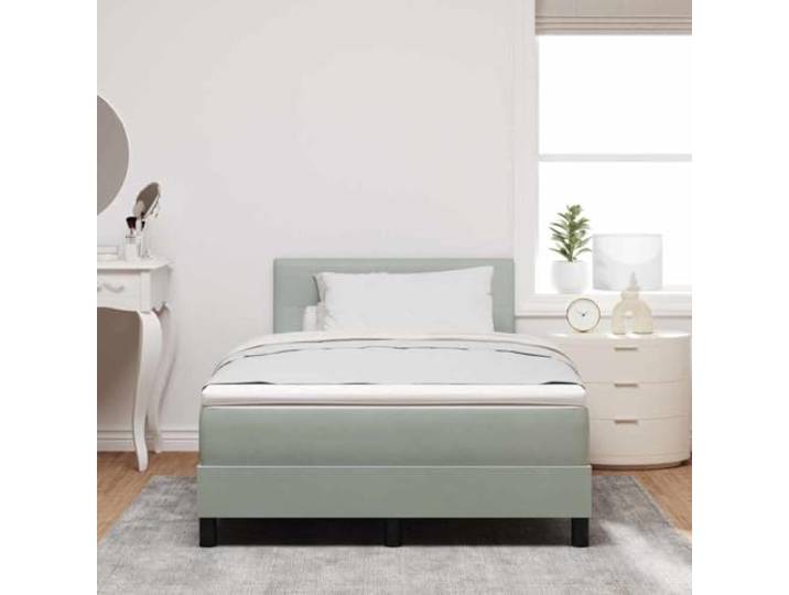 KTHLBRH Boxspringbett hellgrau 120 x 190 cm Samt Gepolstertes Kopfteil, Lattenrost, weicher Schaumstoff, massives Kiefernholz