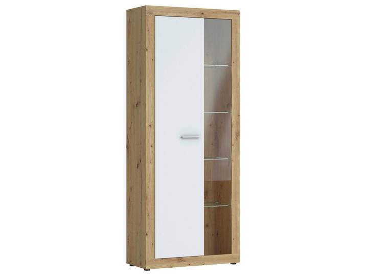 Vitrine Brilon Eiche Artisan, Weiß B: 78 cm