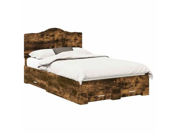 HMDNGOUT Bettgestell Geräucherte Eiche 135x190 cm Holzwerkstoff mit Kopfteil und Schubladen