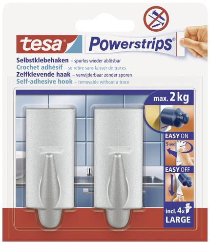 TESA POWERSTRIPS Klebehaken Large Trend Chrom (matt) Inhalt: 2St.