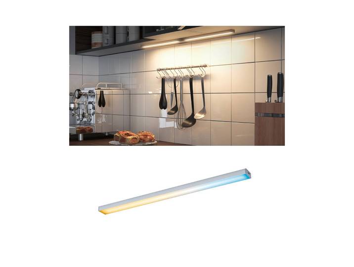 Paulmann Clever Connect Barre Möbelleuchte 35 cm Barre, dimmbar, alu / grau / zink, für Küche, Kunststoff, Modern