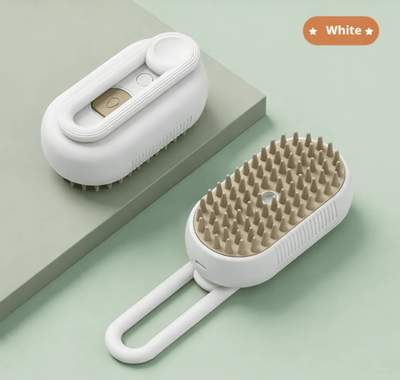 Uplifted Trends Pet Hair Removal Spray Comb One Button Massage Comb For Cats & Dogs Anti Flying Hair Bath Brush & Hair Removal Tool white