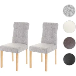 2er-Set Esszimmerstuhl HWC-E58, Stuhl Essstühle ~ Stoff/Textil grau, helle Beine