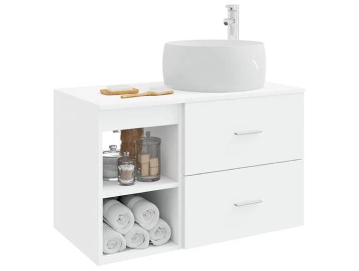 SKTQYQO Badezimmermöbel-Set 2-teilig weiß Holz technisch Wandmontage, Schrank mit Regalen und Schubladen, personalisierbar, einfache Montage