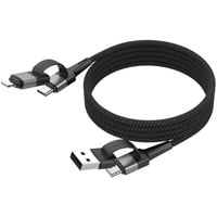 Magnetisches 4in1 Ladekabel schwarz, USB-A / USB-C / Lightning