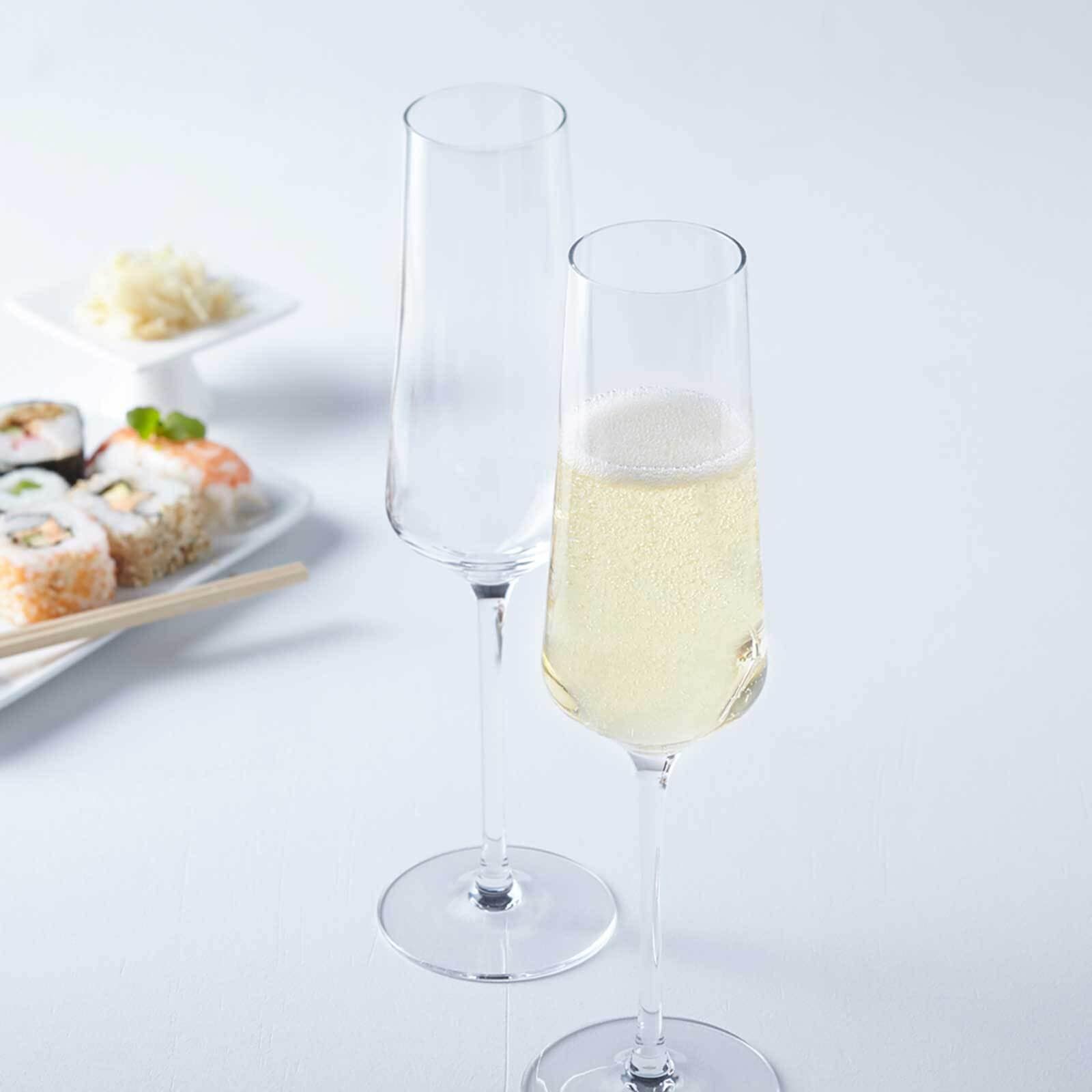Sektglas LEONARDO "Sektgläser Puccini 280 ml 6er Set transparent", bunt (transparent), Glas, Trinkgefäße, Sektglas