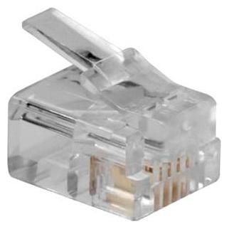 ACT RJ11 (6P/4C) modulaire connector for round cable with solid conductors. Unit: Bag 25 pcs (TD104M)