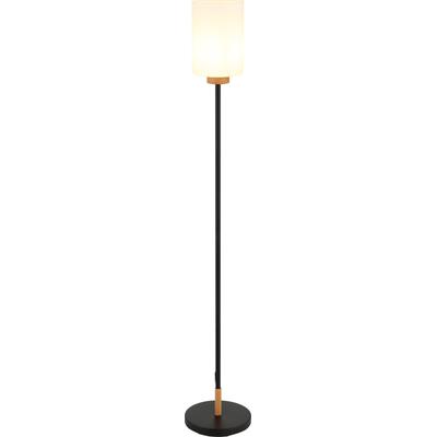 GLOBO LIGHTING Stehlampe "ROWENA", schwarz (schwarz matt), 1, Ø 18cm H: 150cm, 1 Stk., Leuchten, Stehleuchte schwarz & Holz, Fußschalter, warmes Licht, elegant, Stehlampe