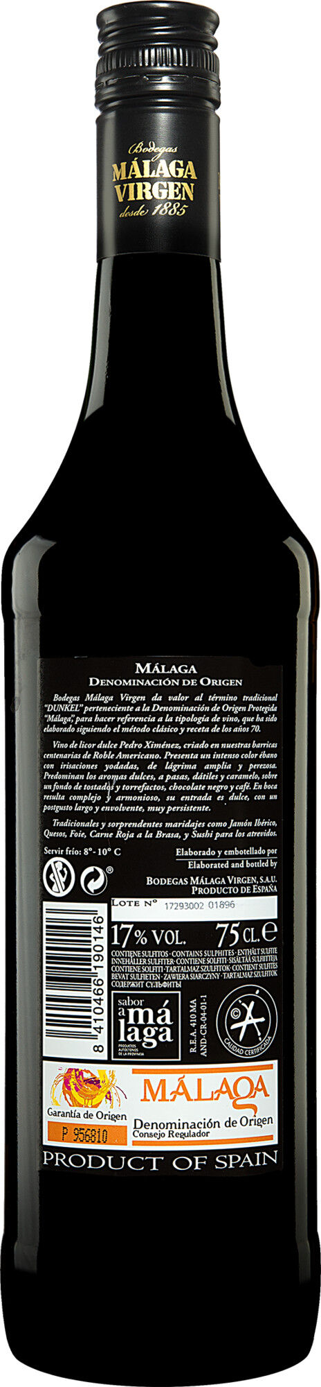 Málaga Virgen Dunkel 17% Vol. Sherry Süß aus Spanien