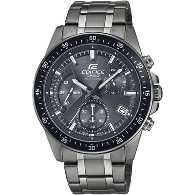 Chronograph CASIO EDIFICE, grau (schwarz, grau, silberfarben), Armbanduhren, Herren, Chronograph, Quarzuhr, Armbanduhr, Herrenuhr, Stoppfunktion, bis 10 bar wasserdicht