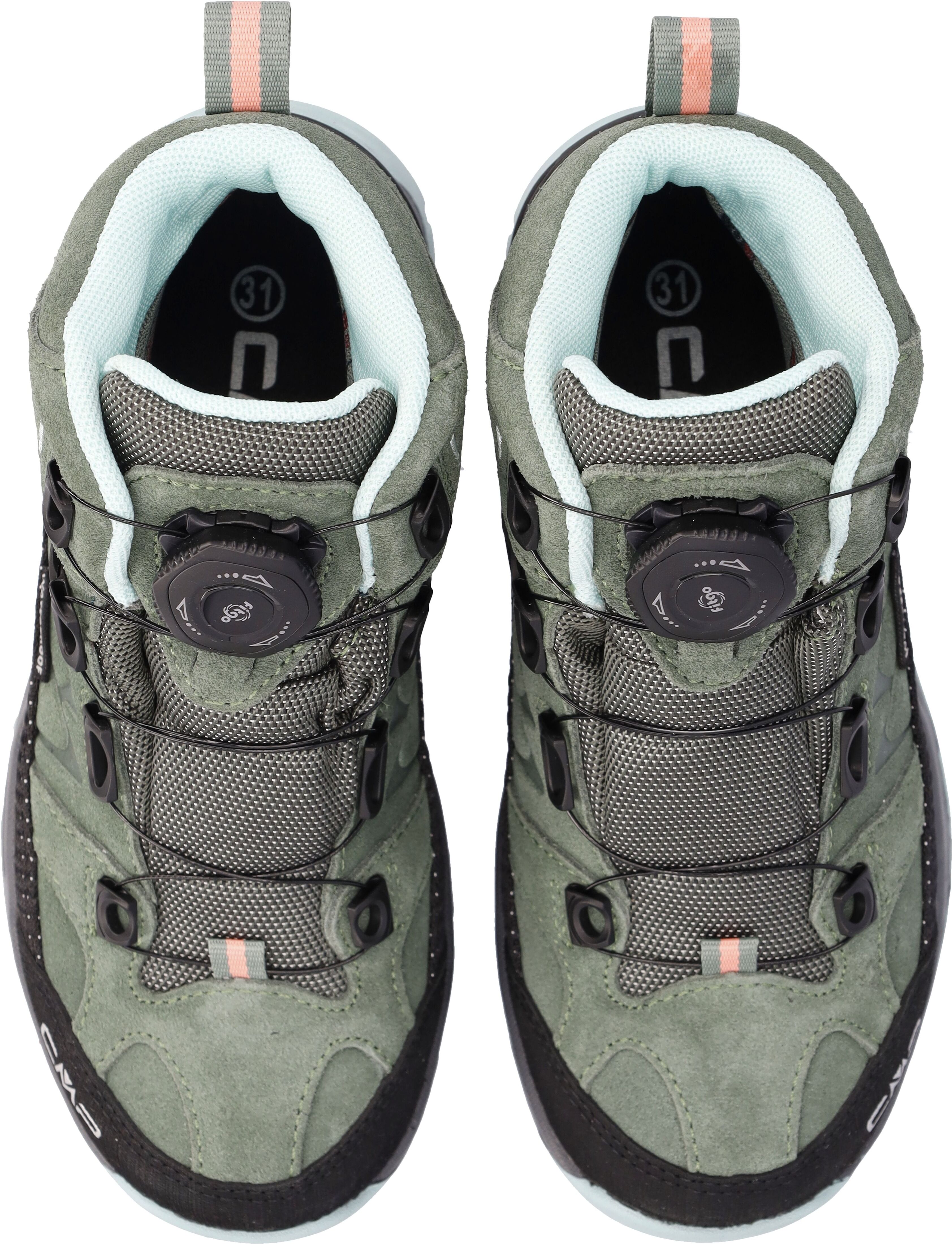Outdoorschuh CMP "KIDS KIRUNA MID FITGO WP TREKKING SHOES", Kinder, Gr. 28, Synthetik, grün (musk, jade), Leder, Schuhe Outdoorschuh, wasserdicht musk, jade 28, Synthetik