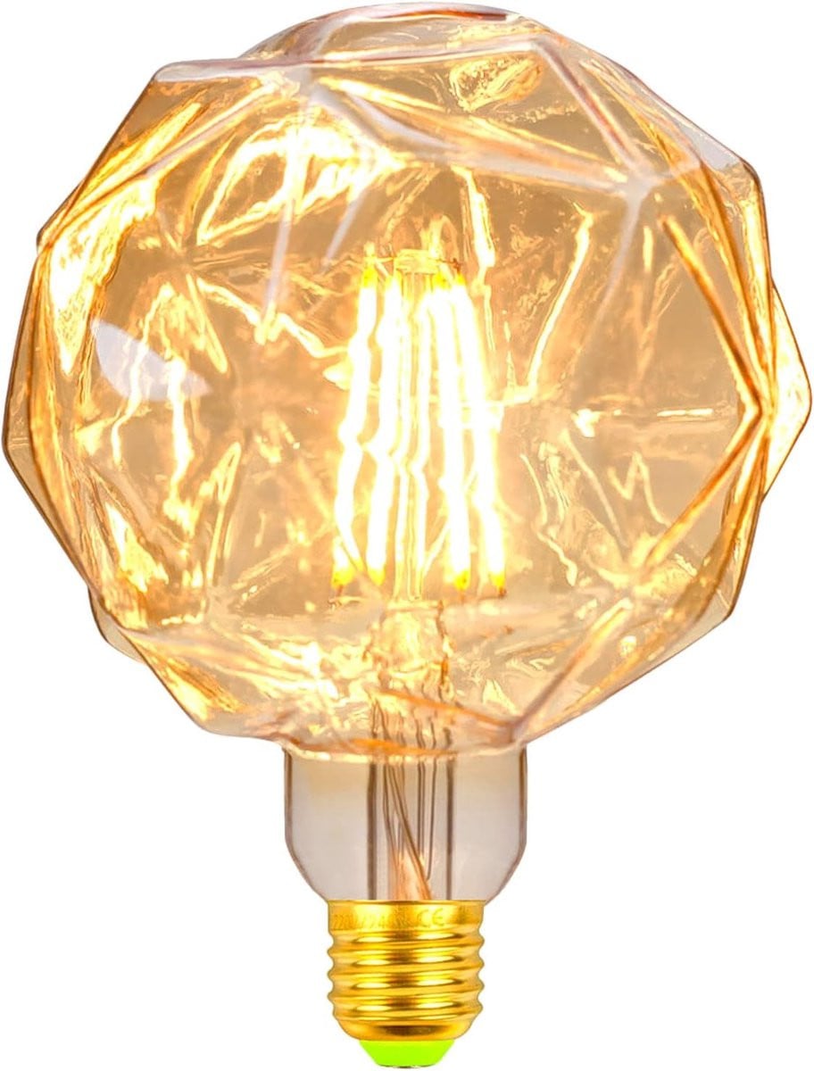 Vintage G125 Crystal LED-lamp Lotus - Warm Wit 2500 Kelvin - E27 fitting - Big Globe decoratieve gloeilamp