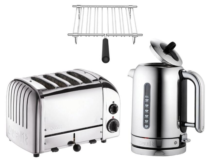 Dualit Frühstücksset inkl. 4er Toaster + 1,7 L Wasserkocher und Brötchenaufsatz
