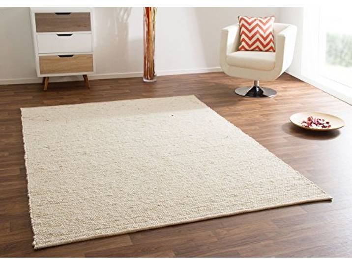 Steffensmeier Handwebteppich Gabun 100% Schurwolle mit Fusselstopp für Wohnzimmer, Natur, Größe 130x190 cm