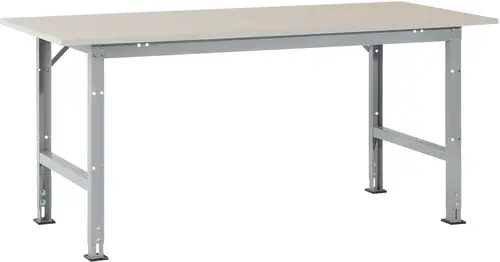 Manuflex AS0031.9006 Packtisch PACKPOOL Standard mit Melaminplatte, BxTxH = 2000 x 800 x 760-870mm Alusilber