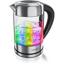 Arendo Wasserkocher 1,7 l, 2200 W, Edelstahl mit Glaskörper, Temperaturwahl 40°C - 100°C, Aufkochfunktion