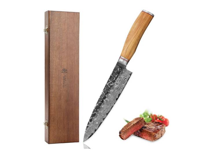 Wakoli Damastmesser Damast Chefmesser Küchenmesser Kochmesser 20cm Klinge mit Hammerschlag, aus 67 Lagen Damaststahl, VG10