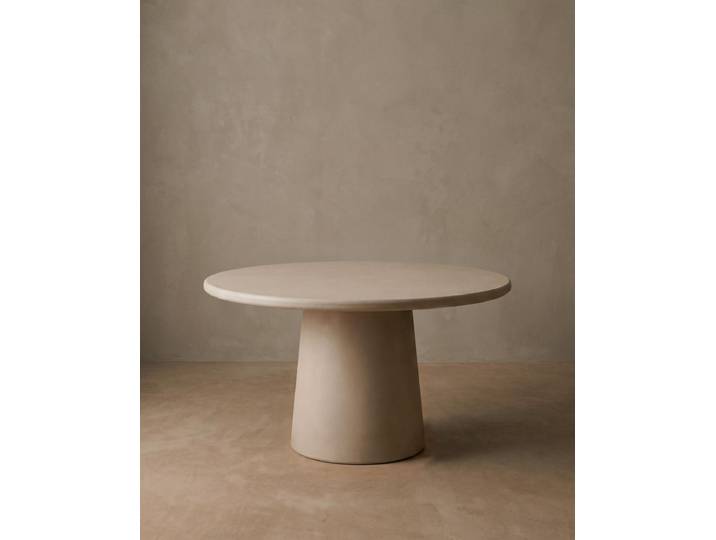 Table de salle à manger ronde en microciment beige 140x75cm
