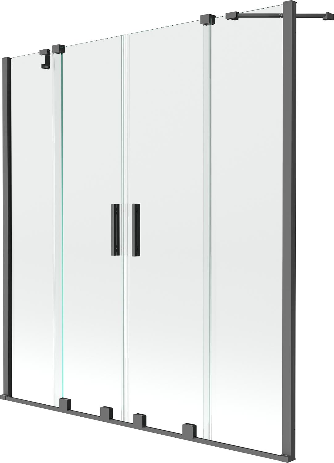 Mexen Velar Duo Badewannenabtrennung mit 2-fach Faltfunktion 150 x 150 cm, transparent, Gun Metal - 896-150-000-02-95