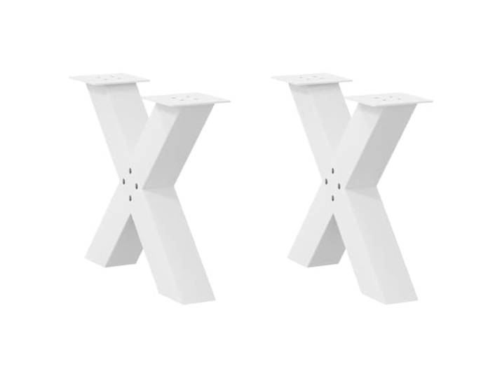 HGDFWRQW Couchtischbeine X-Form 2er Set Tischbeine Metall Weiß 50x43cm Moderne Kufen für individuelle DIY Möbel im Wohnzimmer, inklusive Montageschrauben und verstellbaren Bodengleitern.