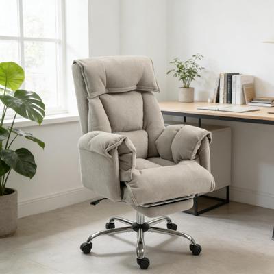 toswini Flannel High Back Reclining Office Chair with Thick Cushion and Footrest