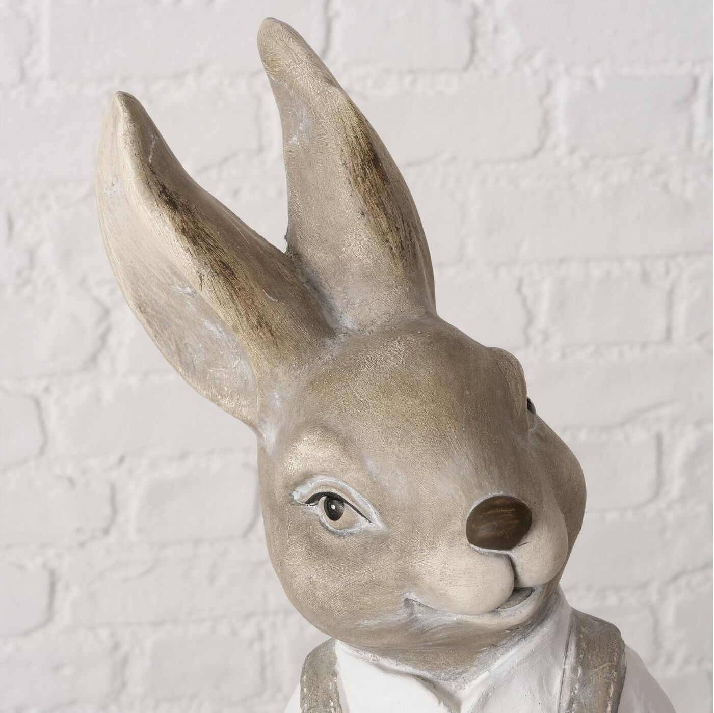 Osterhase BOLTZE "Terje 48 cm", braun (braun, weiß), B:14cm H:48,4cm, Keramik, Dekofiguren, Osterhase braun, weiß B/H/T: 14cm x 48,4cm