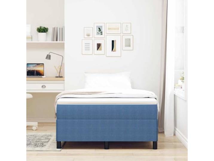 KTHLBRH Boxspringbett blau 120 x 200 cm Struktur aus Kiefernholz, eleganter Samt, Lattenrost inklusive, maximale Belastung 280 kg