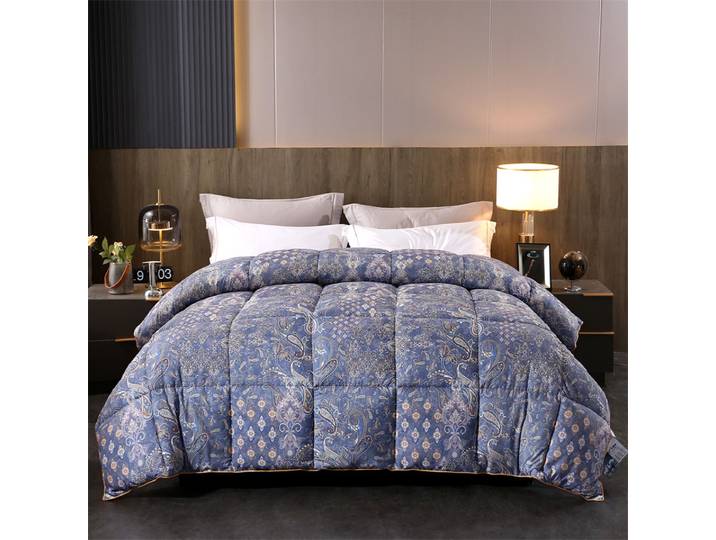 Couette en duvet d'oie blanche pour toutes les saisons, couvertures d'hiver de luxe imprimées, couettes épaisses pour chambre d'hôtel, coque 100% coton