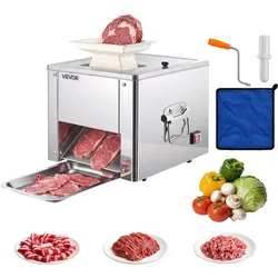 VEVOR Fleischschneidemaschine Fleischschneider 550 W 159 kg/h kommerzielle Fleischschneidemaschine aus Edelstahl (3,5 mm dick), elektrischer Lebensmittelschneider für Restaurant, Supermarkt