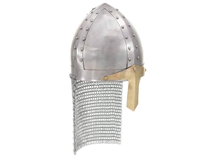 vidaXL Kreuzritter-Helm Antik Replik LARP Silbern Stahl