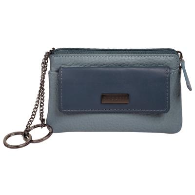 Schlüsseltasche BUGATTI "BUGATTI Damen SINA echt Leder", Damen, blau, Leder, leicht glänzend, unifarben, Kleinlederwaren, echt Leder