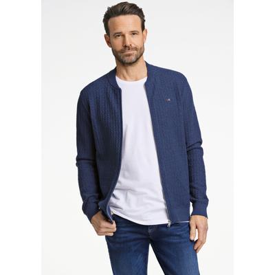 Cardigan BISON "Cardigan Comfort Fit", Herren, Gr. XXL, blau (blau mel), Obermaterial: 100% Baumwolle, unifarben, Strickjacken