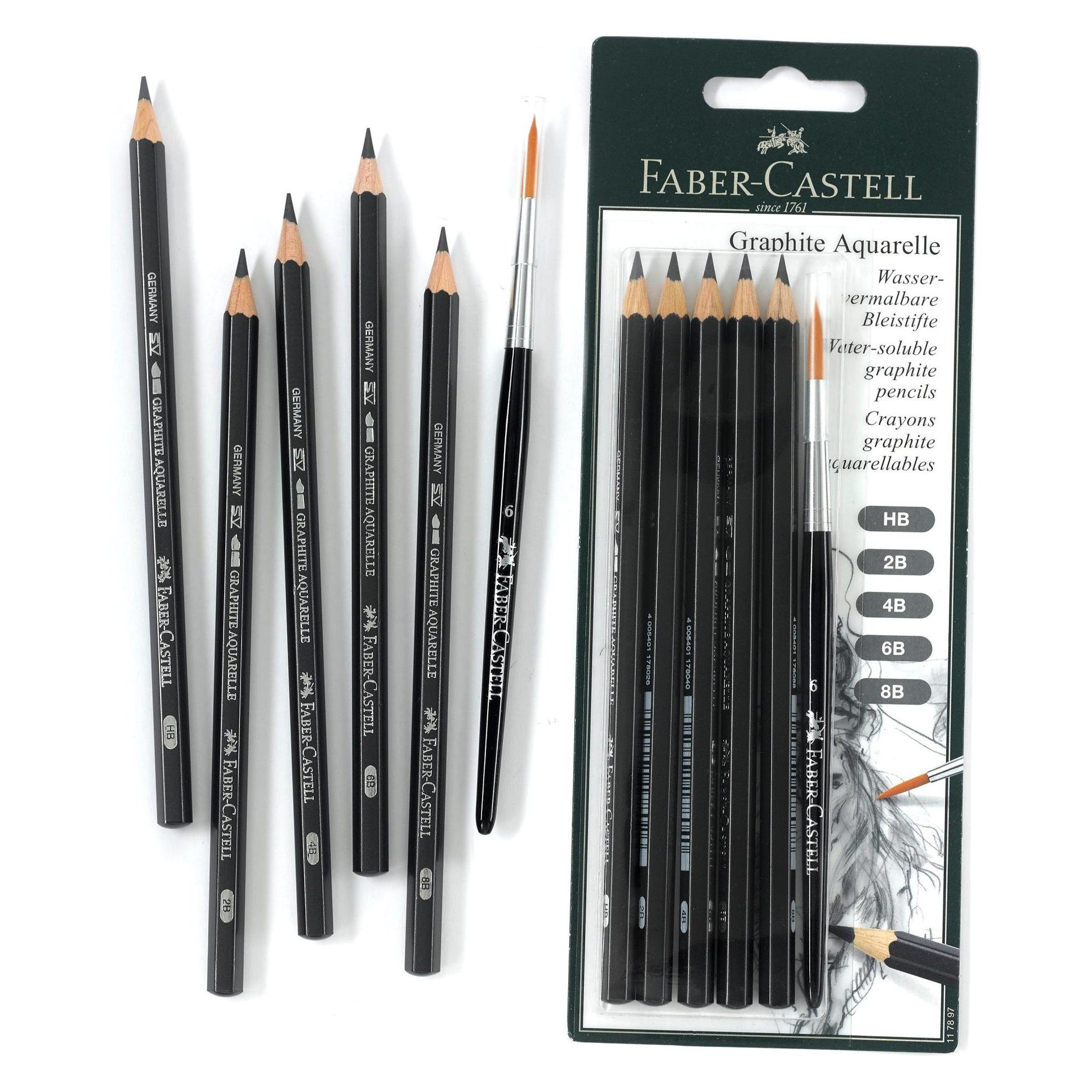 Faber-Castell Bleistift Graphite Aquarelle 5er-Set mit Pinsel (3.30 mm, 6x) (117897)